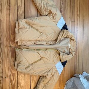 Roolee Tan and White Puffer Jacket